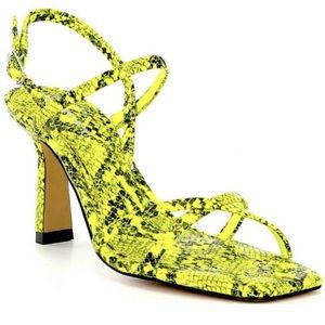 Gianni Bini Kim green snake skin skinny strap stiletto high heels